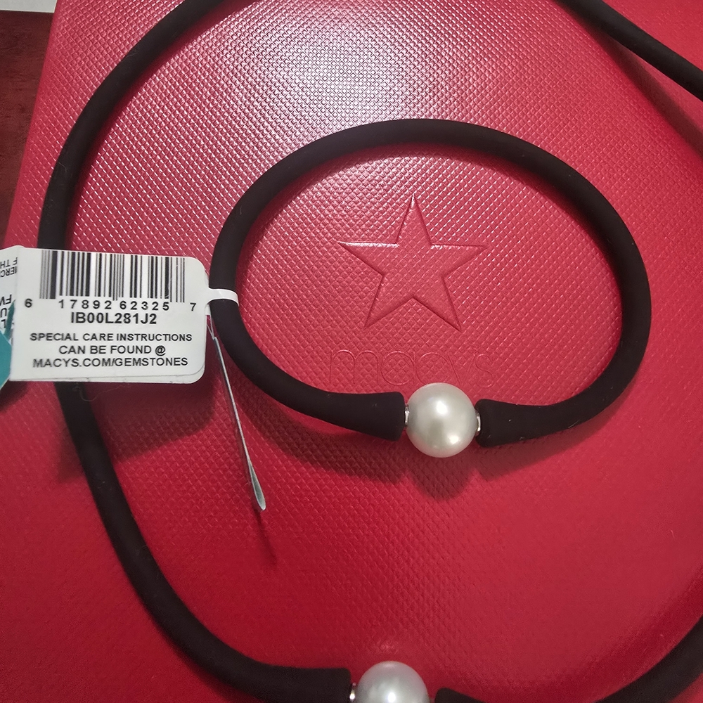 Effy Black Necklace and Bracelet Set with White Pearls